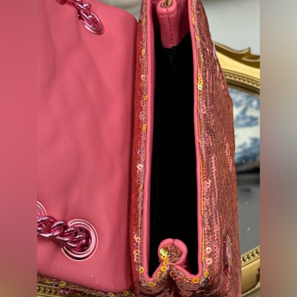 🆕 KURT GEIGER LONDON 🧿 NWOT Glitter Mini Kensington Crossbody Bag, Pink Drench - Picture 13 of 15